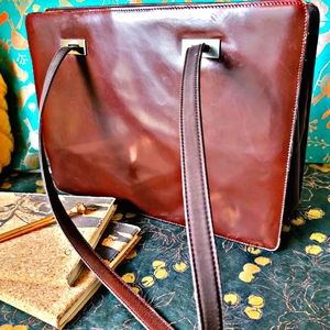 Brown Pleather Leather Shoulder Bag
